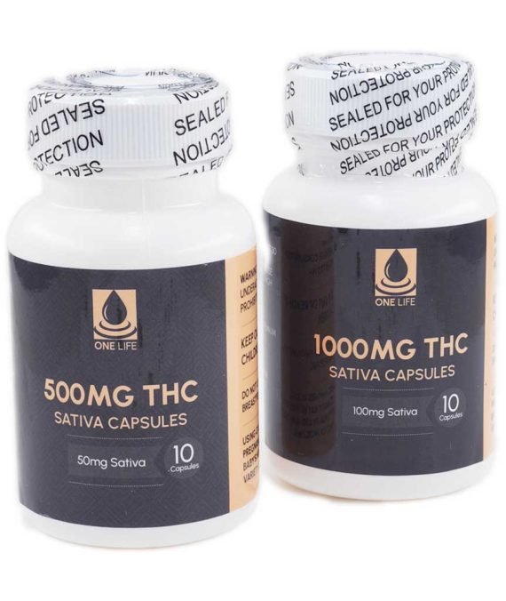 One Life Soft Gel Capsules – THC Capsules – Sativa 500mg