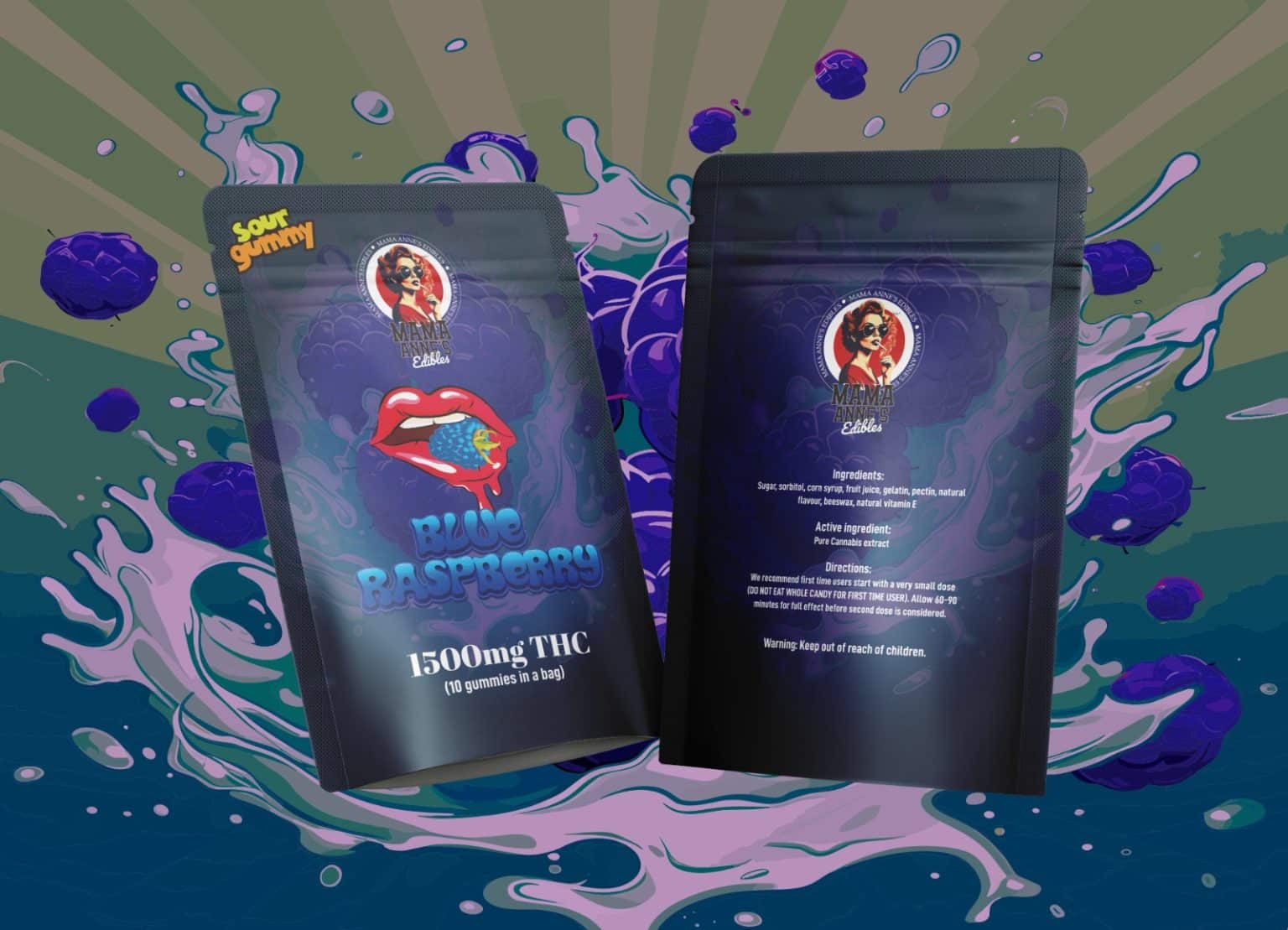 Mama Anne’s Gummies Blue Raspberry Gummy 1500mg THC So High Extracts