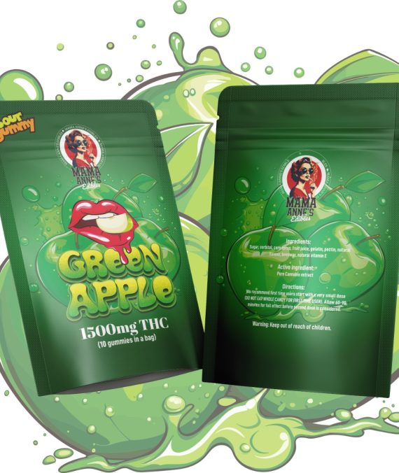 Mama Anne’s Gummies – Green Apple Gummy – 1500mg THC