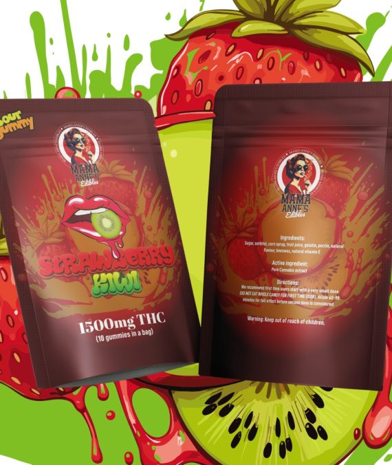 Mama Anne’s Gummies – Strawberry Kiwi Gummy – 1500mg THC