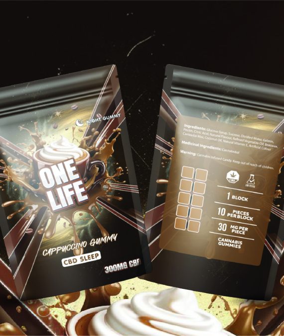 One Life Edibles – Cappuccino Gummy – 300mg CBD + 100mg Melatonin