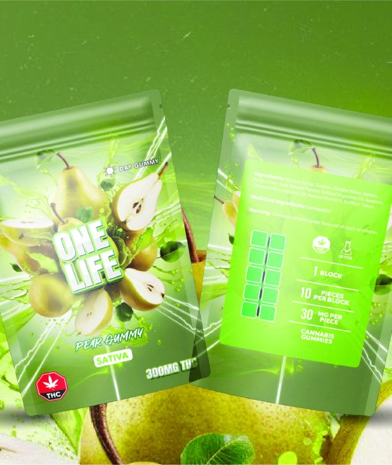 One Life Edibles – Pear Gummy – 300mg THC (Sativa)