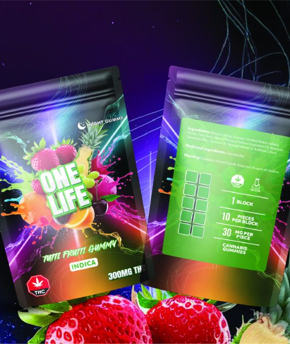 One Life Edibles – Tutti Frutti Gummy – 300mg THC (Indica)