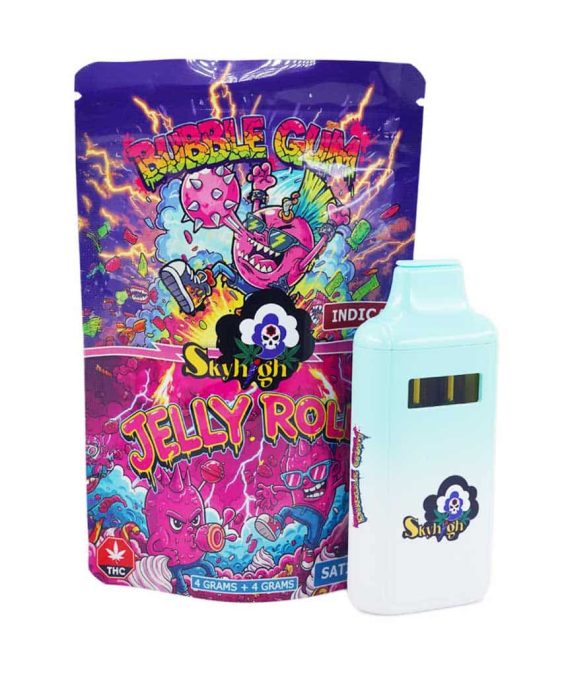 Sky High Extract – Dual Chamber Vape – Bubble Gum (Indica) + Jelly Roll (Sativa) – (4 Grams + 4 Grams)