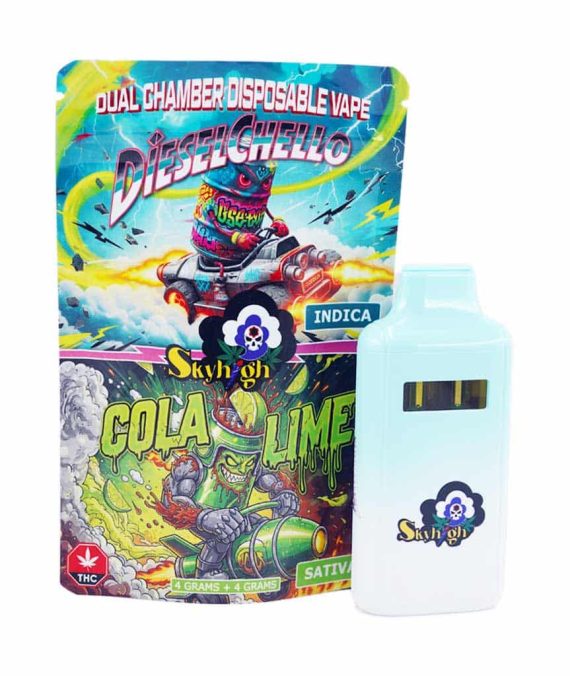 Sky High Extract – Dual Chamber Vape – Dieselchello (Indica) + Cola Lime (Sativa) – (4 Grams + 4 Grams)